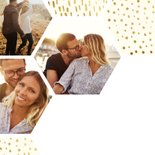 Einladungskarte Hochzeit mit einer Fotocollage im Goldlook 2