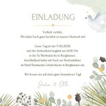 Einladungskarte Hochzeitstauben Pflanzen Greenery  3