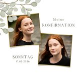 Einladungskarte Konfirmation Eukalyptusblätter 2