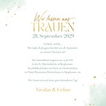 Einladungskarte mintgrünes Aquarell & Goldherzchen 3