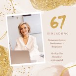 Einladungskarte Renteneintritt Gold Glitzer mit Foto 2