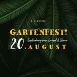 Einladungskarte zum Gartenfest Palmblätter 2