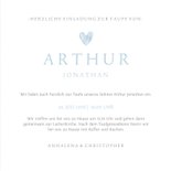 Einladungskarte zur Taufe in Aquarell blau Foto innen & Herz 3