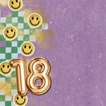 Foto-Glückwunschkarte 18. Geburtstag Smileys & goldene 18 2