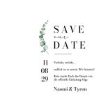 Foto-Karte Save our Date Eukalyptus elegant Aquarell Rückseite