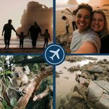 Fotocollage Australien Urlaubskarte Flugzeug auf Blau 2