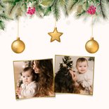 Fotocollagekarte Weihnachten Ilexzweige Christbaumkugeln 2