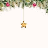 Fotocollagekarte Weihnachten Ilexzweige Christbaumkugeln Rückseite