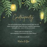 Gartenparty Einladungskarte grün Laternen Blätter 3