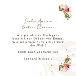 Geburt Glückwunschkarte rosa Blumenkranz Vintage 3