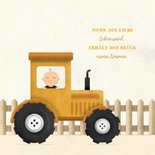 Geburtskarte Junge in Traktor 2