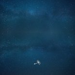 Geburtskarte Silhouette Junge, Mond & Sternenhimmel Rückseite