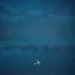 Geburtskarte Silhouette Mädchen, Mond & Sternenhimmel Rückseite