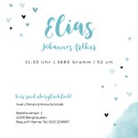 Geburtskarte Wasserfarbe & Herzen blau Foto innen 3