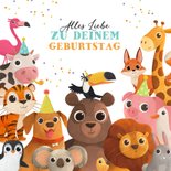 Geburtstagskarte bunte Tiere 2