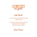 Geburtstagskarte 'Oh Crab' nachträgliche Glückwünsche 3