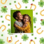 Glücksbringerkarte Neujahr Hufeisen & Klee 2