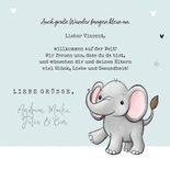 Glückwunschkarte Geburt kleiner Elefant blau 3