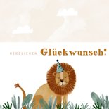 Glückwunschkarte Geburtstag mit Löwe und Pflanzen 2