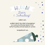 Glückwunschkarte 'Hurra, 1. Schultag' blau 3