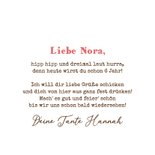 Glückwunschkarte 'Hurra' Pferd auf Rosa mit Name und Alter 3