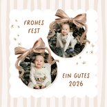 Grußkarte Weihnachten rundes Foto mit beider Schleife 2
