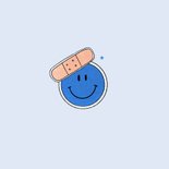 Gute Besserung Karte Pflaster und Smileys Blau 2