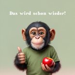 Gute Besserung wünschen Schimpanse Blumenstrauß 2