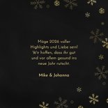 Neujahrskarte 2026 Glitzer goldene Schneeflocken 3