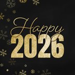 Neujahrskarte 2027 Glitzer goldene Schneeflocken 2