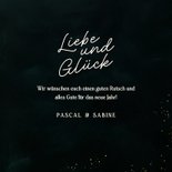 Neujahrskarte 3D Goldherz KreidetafelLiebe und Glück 3