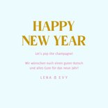 Neujahrskarte Champagnerflasche in Pink 3