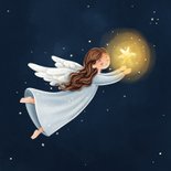 Neujahrskarte Engel mit Stern dunkelblau christlich 2