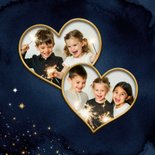 Neujahrskarte Foto in herz 2026 gold auf blau Sternchen 2