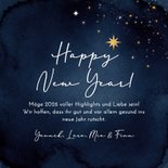 Neujahrskarte Foto in herz 2026 gold auf blau Sternchen 3