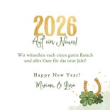 Neujahrskarte Glück 2026 Kleeblätter Hufeisen grün 3