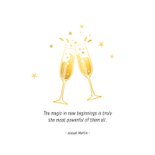 Neujahrskarte Sektgläser & Kleeblätter gold 2
