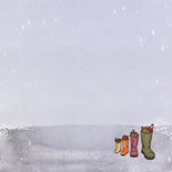 Nikolauskarte 4 Stiefel mit Fußspuren im Schnee Rückseite