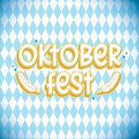 Oktoberfest Einladung mit Fotos auf blau-weißen Rauten 2