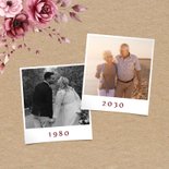 Rosa Blumen auf Kraftpapier Hochzeitsjubiläum Fotocollage 2