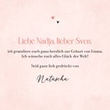 Rosa Karte Glückwunsch Geburt Hase mit Schlappohren 3