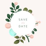 Save-the-Date-Karte Hochzeit gezeichneter Blumenkranz 2