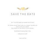 Save-the-Date-Karte Hochzeit mit goldenen Tauben und Herz 3