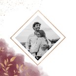 Save-the-Date-Karte mit Foto in rot mit goldenen Zweigen 2