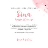 Taufeinladung rosa Aquarell mit Herzen Foto innen 3