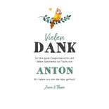 Taufkarte Danke Feder-Blumenkranz und Vogel 3