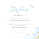 Trauerkarte Schmetterlingskind Blau Aquarell Herzen 3