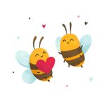 Valentinskarte zwei Bienen mit Herz 2