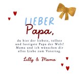 Vatertagskarte Schleife Geschenk blaue Streifen Herzen 3