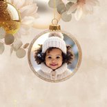 Wehnachtskugeln Glitzer mit Fotos gold beige 2